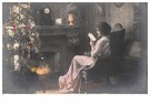A.N.B.  - 
Young lady reading in front of Christmas tree (Merry -
Postcard - 
A101985-1
