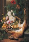 Joris  Ponse (1723-1783)  - 
Flower still life with dead hare -
Postcard - 
A12047-1