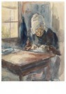 Max Liebermann(1847-1935)  - 
Dutch woman at work -
Postcard - 
A17114-1