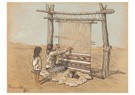 Maynard Dixon(1875-1946)  - 
Navajo Women Weaving With Child -
Postcard - 
A17187-1