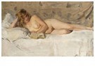 Isaac Israels (1865-1934)  - 
A lying, naked woman reading -
Postcard - 
A24572-1