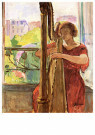 Henri Lebasque (1865-1937)  - 
Harpist in front of the Window, circa 1921 -
Postcard - 
A27975-1