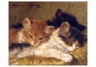 H. Ronner-Knip (1821-1909)  - 
The sleeping cats, 1902 -
Postcard - 
A28158-1