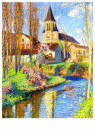 Henri Martin (1860-1943)  - 
Church in Labastide du Vert, 1915 -
Postcard - 
A37674-1