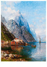 Anders Monsen Askevold 1834-19 - 
The steamer entering Sognefjord, 1893 -
Postcard - 
A42168-1