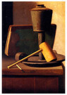 John Frederick Peto (1854-1907 - 
Still Life with Book, Lamp, Pipe and Match, -
Postcard - 
A51994-1