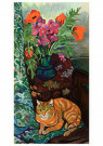 Suzanne Valadon (1865-1938)  - 
Cat Lying in front of a Bouquet of Flowers, 1919 -
Postcard - 
A56480-1
