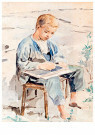 Albert Anker (1831-1910)  - 
Boy with Slate -
Postcard - 
A58288-1