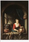 Gerrit Gerard Dou (1613-1675)  - 
Handmaid at the Window, c. 1660 -
Postcard - 
A6488-1