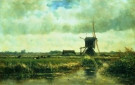 Willem Roelofs (1822-1897)  - 
Polder landscape -
Postcard - 
A8397-1