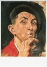 Johan B.Ponsioen (1900-1969)  - 
Self-portrait with alpino hat and shot glass -
Postcard - 
A9350-1